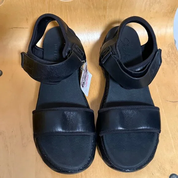 New Women's Skechers Luxe Foam Black Comfort Sandals Size 10 Relaxed Step - Picture 5 of 15